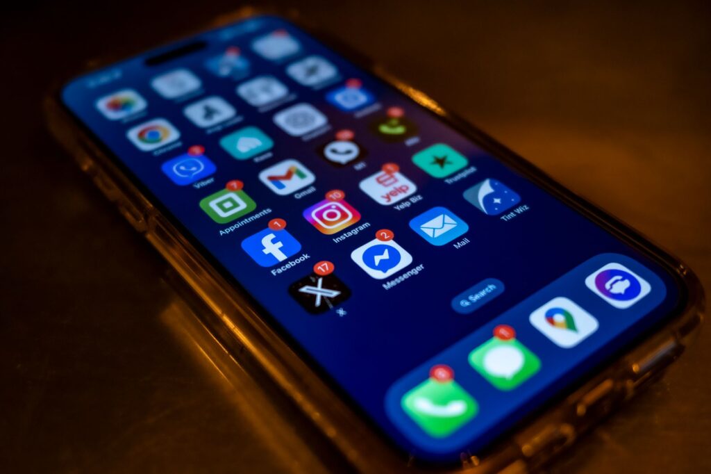 Smartphone screen showing social media notification icons